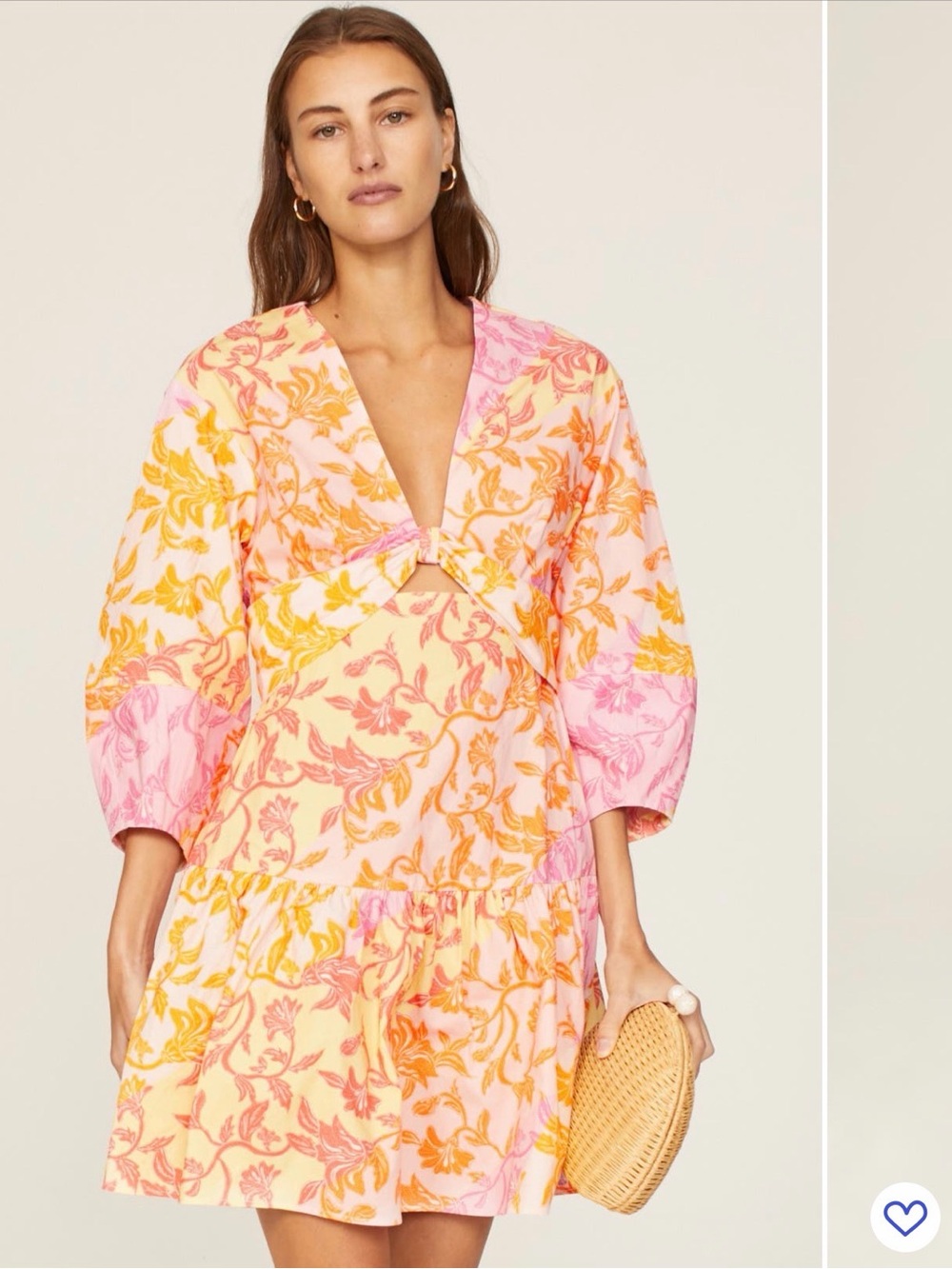 Derek Lam Pink and Orange Floral Cutout Dress